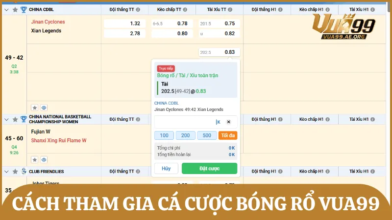 Quy trình tham gia nhanh chóng và đơn giản cho người chơi cược bóng rổ tại Vua99