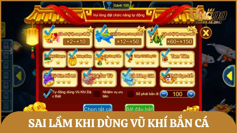 Sai lầm cần tránh trong việc sử dụng vũ khí để bắn cá đổi thưởng